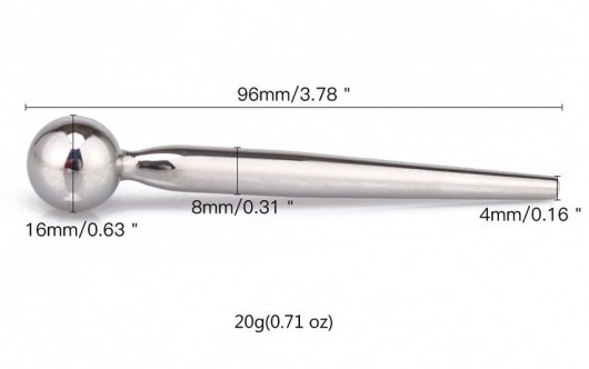 Гладкий металлический уретральный плаг с шариком - 9,6 см. - Notabu - купить с доставкой в Обнинске