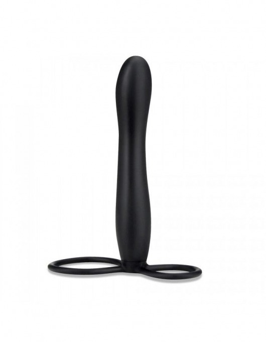 Черная насадка на пенис для двойной стимуляции Mojo BlackJack - 15 см. - Seven Creations - в Обнинске купить с доставкой