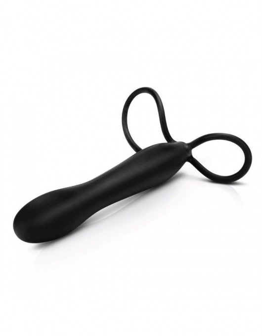 Черная насадка на пенис для двойной стимуляции Mojo BlackJack - 15 см. - Seven Creations - в Обнинске купить с доставкой