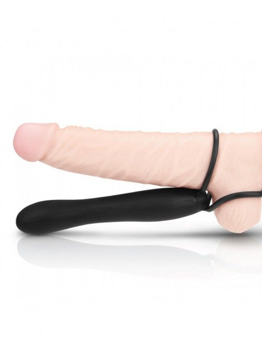 Черная насадка на пенис для двойной стимуляции Mojo BlackJack - 15 см. - Seven Creations - в Обнинске купить с доставкой