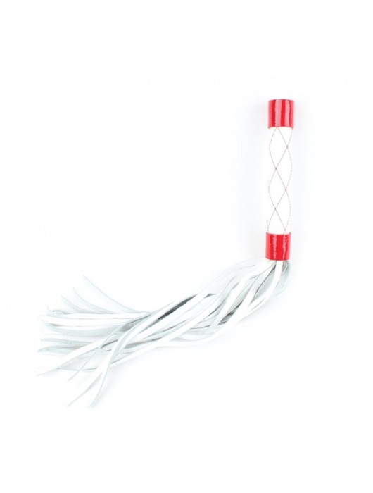 Бело-красная плеть средней длины с ручкой - 44 см. - БДСМ Арсенал - купить с доставкой в Обнинске