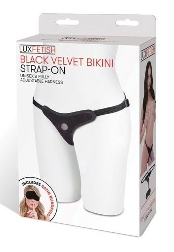 Черные плюшевые трусики для страпона - Lux Fetish - купить с доставкой в Обнинске