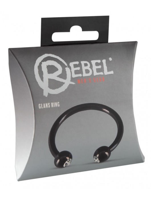 Черное металлическое кольцо под головку со стразами Glans Ring - Orion - купить с доставкой в Обнинске