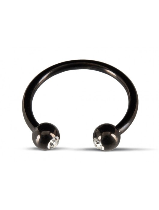 Черное металлическое кольцо под головку со стразами Glans Ring - Orion - купить с доставкой в Обнинске