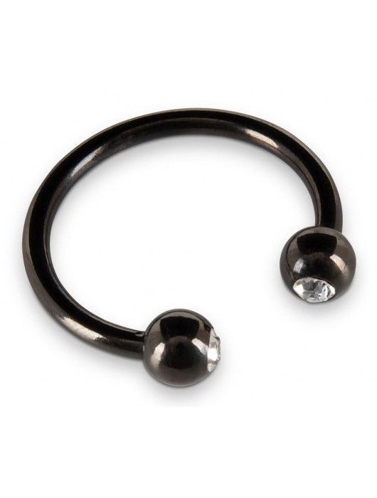 Черное металлическое кольцо под головку со стразами Glans Ring - Orion - купить с доставкой в Обнинске
