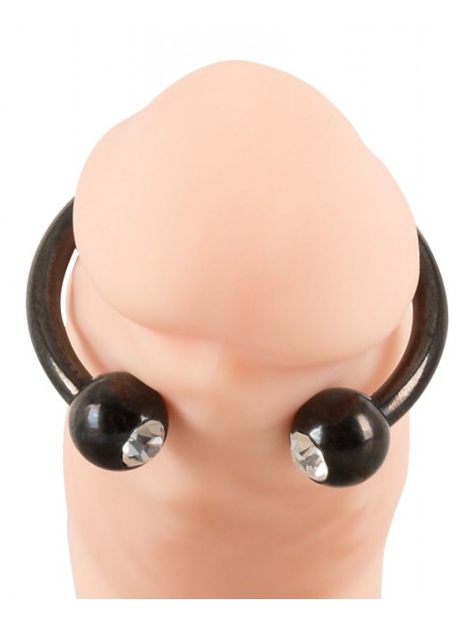 Черное металлическое кольцо под головку со стразами Glans Ring - Orion - купить с доставкой в Обнинске