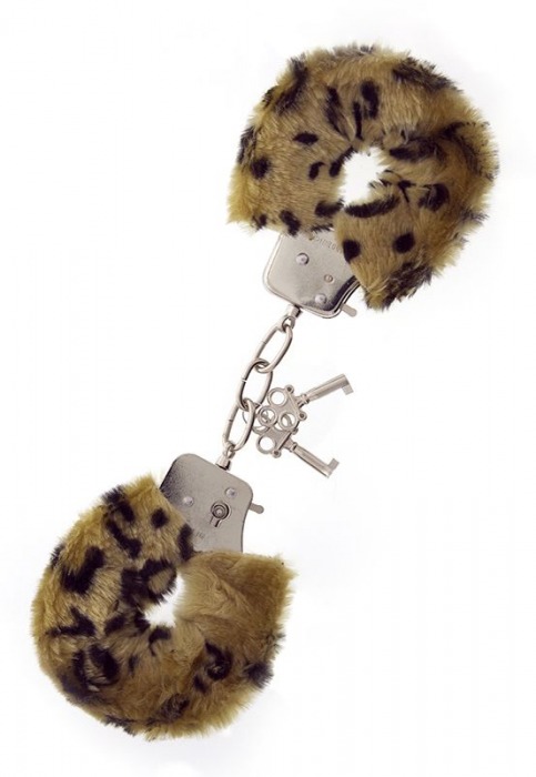 Леопардовые наручники METAL HANDCUFF WITH PLUSH LEOPARD - Dream Toys - купить с доставкой в Обнинске