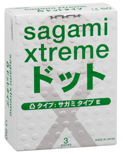 Презервативы Sagami Xtreme SUPER DOTS с точками - 3 шт. - Sagami - купить с доставкой в Обнинске