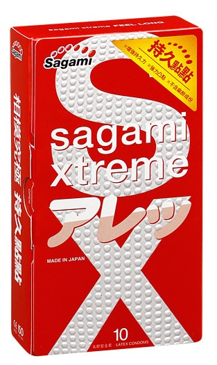 Утолщенные презервативы Sagami Xtreme Feel Long с точками - 10 шт. - Sagami - купить с доставкой в Обнинске
