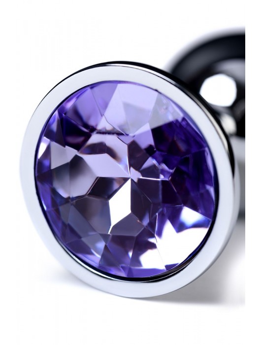 Серебристая конусовидная анальная пробка с фиолетовым кристаллом - 7 см. - ToyFa - купить с доставкой в Обнинске