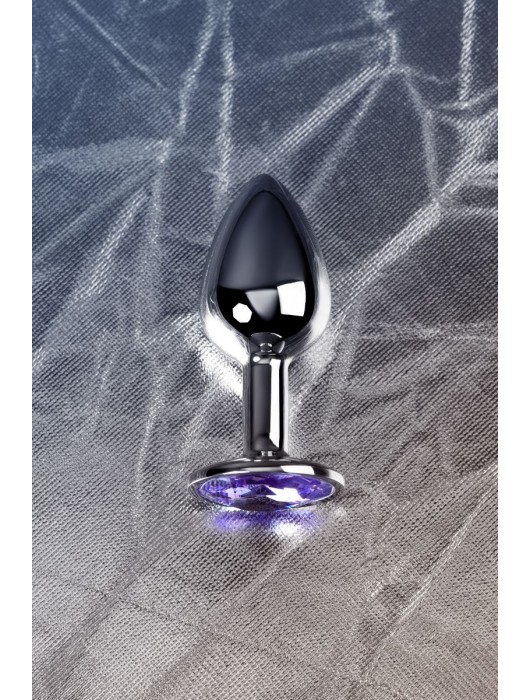 Серебристая конусовидная анальная пробка с фиолетовым кристаллом - 7 см. - ToyFa - купить с доставкой в Обнинске