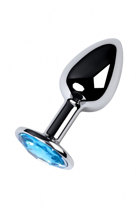 Серебристая конусовидная анальная пробка с голубым кристаллом - 7 см. - ToyFa - купить с доставкой в Обнинске