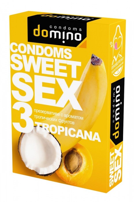 Презервативы для орального секса DOMINO Sweet Sex с ароматом тропических фруктов - 3 шт. - Domino - купить с доставкой в Обнинске