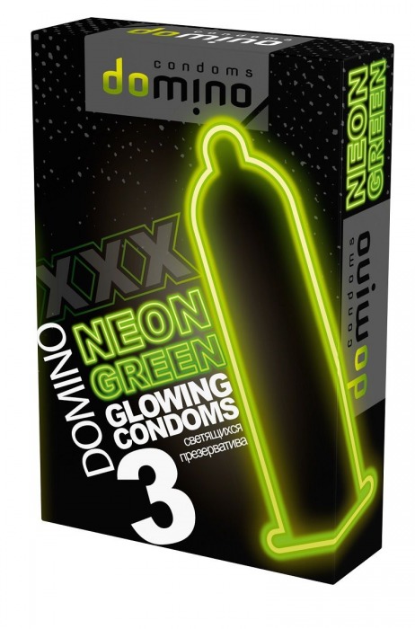 Презервативы DOMINO Neon Green со светящимся в темноте кончиком - 3 шт. - Domino - купить с доставкой в Обнинске