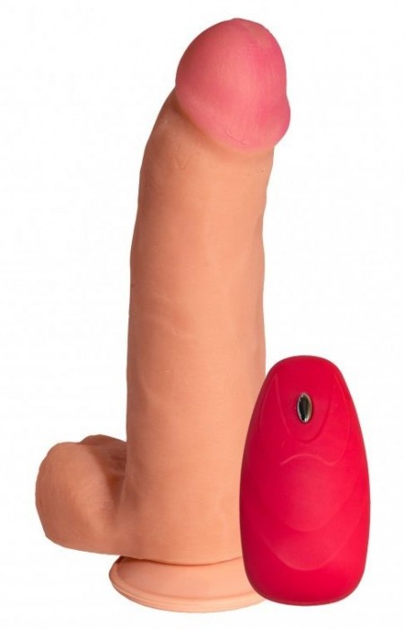 Телесный реалистичный вибратор №73 с пультом - 20 см. - Джага-Джага