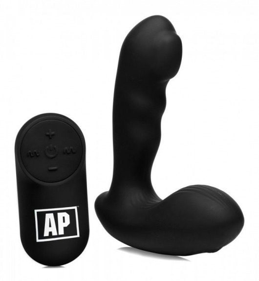 Черный стимулятор простаты Alpha-Pro 7X P-Milker Silicone Prostate Stimulator with Milking Bead - XR Brands - в Обнинске купить с доставкой