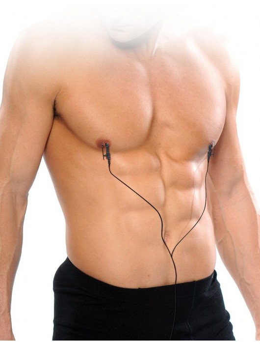 Черные электрические зажимы для сосков Shock Therapy Nipple Clamps - Pipedream - купить с доставкой в Обнинске