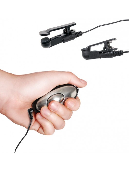 Черные электрические зажимы для сосков Shock Therapy Nipple Clamps - Pipedream - купить с доставкой в Обнинске