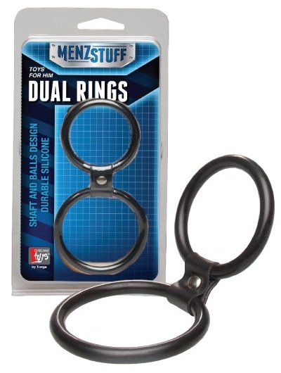 Чёрное двойное эрекционное кольцо Dual Rings Black - Dream Toys - в Обнинске купить с доставкой