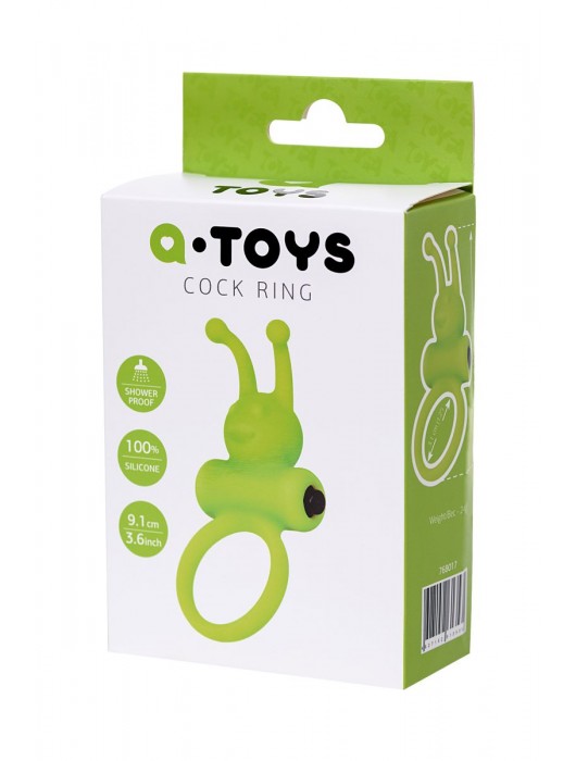 Зеленое эрекционное виброкольцо на пенис Cock Ring - A-toys - в Обнинске купить с доставкой