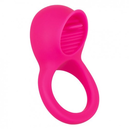 Ярко-розовое эрекционное кольцо Silicone Rechargeable Teasing Tongue Enhancer - California Exotic Novelties - в Обнинске купить с доставкой