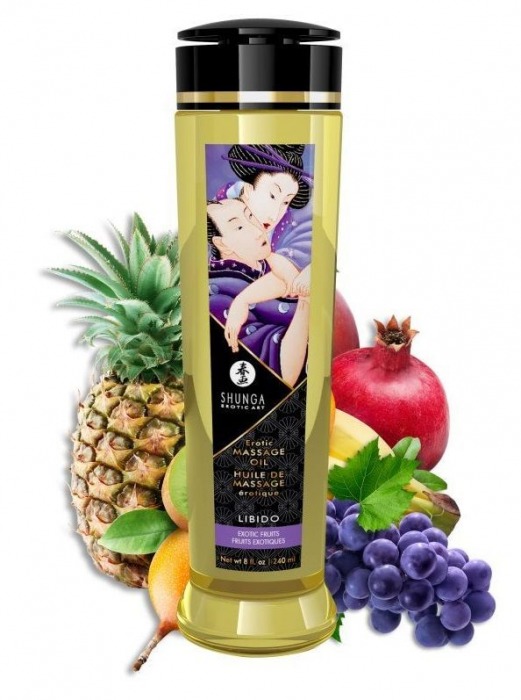 Массажное масло Libido Exotic Fruits с ароматом экзотических фруктов - 240 мл. - Shunga - купить с доставкой в Обнинске