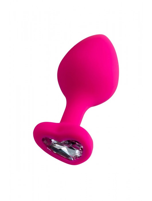 Розовая анальная втулка Diamond Heart с прозрачным кристаллом - 8 см. - ToyFa - купить с доставкой в Обнинске