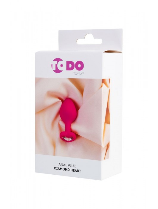 Розовая анальная втулка Diamond Heart с прозрачным кристаллом - 8 см. - ToyFa - купить с доставкой в Обнинске