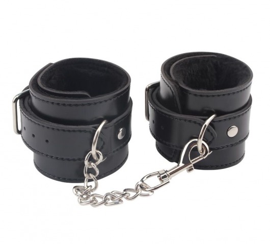 Черные оковы на ноги Obey Me Leather Ankle Cuffs - Chisa - купить с доставкой в Обнинске