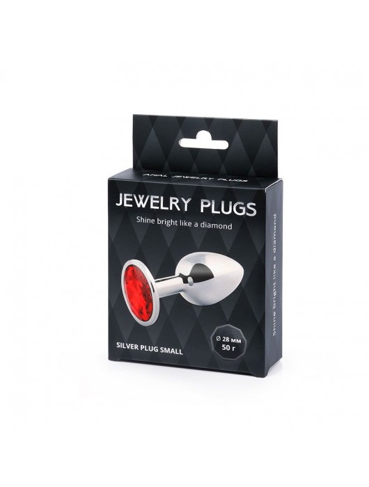 Серебристая анальная пробка с красным стразом - 7,2 см. - Anal Jewelry Plug - купить с доставкой в Обнинске