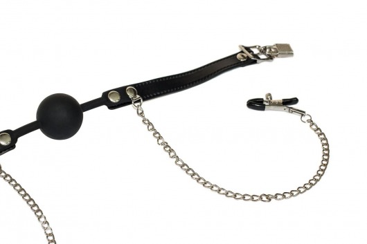 Силиконовый кляп-шар Hentai с зажимами на соски - Lola Games - купить с доставкой в Обнинске