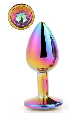 Голографическая анальная втулка с радужным кристаллом - 7,1 см. - Dream Toys - купить с доставкой в Обнинске