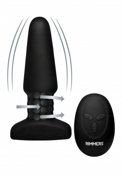 Черная анальная пробка Slim R Smooth Rimming Plug with Remote - 14 см. - XR Brands