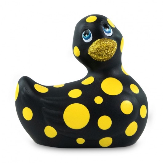 Черный вибратор-уточка I Rub My Duckie 2.0 Happiness в жёлтый горох - Big Teaze Toys - купить с доставкой в Обнинске