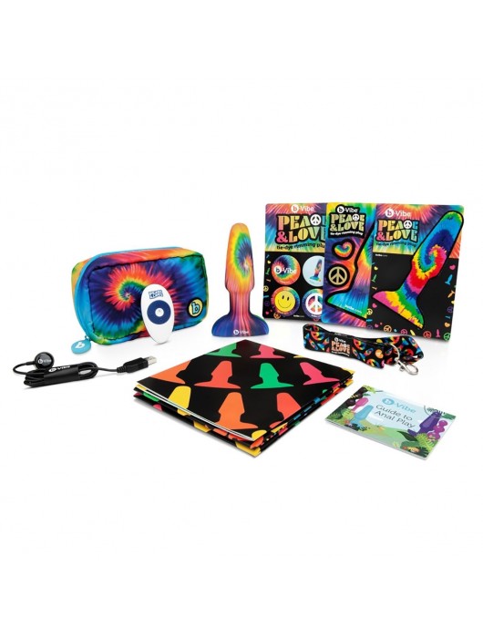 Разноцветная анальная пробка с эффектом римминга Peace   Love Tie-Dye - 15,2 см. - b-Vibe