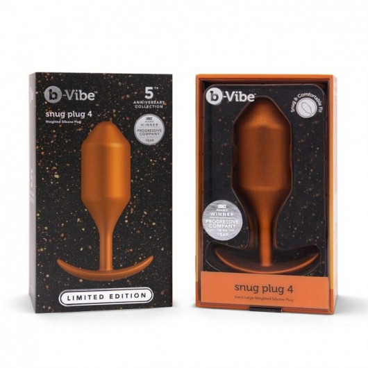 Пробка для ношения цветы бронзы B-vibe Snug Plug 4 - 14 см. - b-Vibe