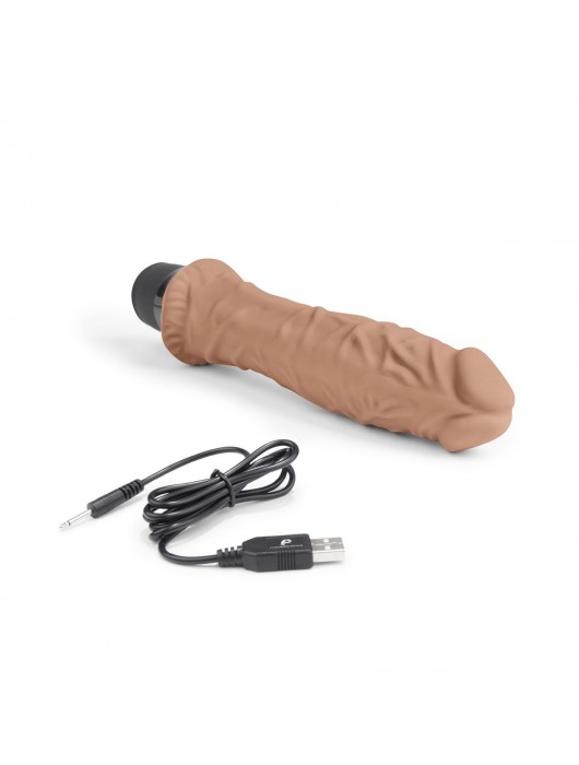 Кофейный вибратор-реалистик 8  Girthy Realistic Vibrator - 24,5 см. - PowerCocks