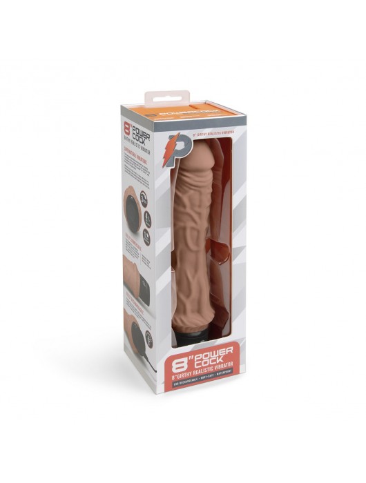 Кофейный вибратор-реалистик 8  Girthy Realistic Vibrator - 24,5 см. - PowerCocks