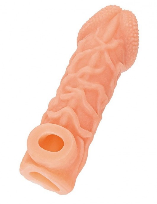 Телесная закрытая насадка с венками Cock Sleeve Size S - 13,8 см. - KOKOS - в Обнинске купить с доставкой