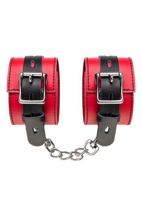 Красно-черные оковы на ноги из кожи - ToyFa - купить с доставкой в Обнинске