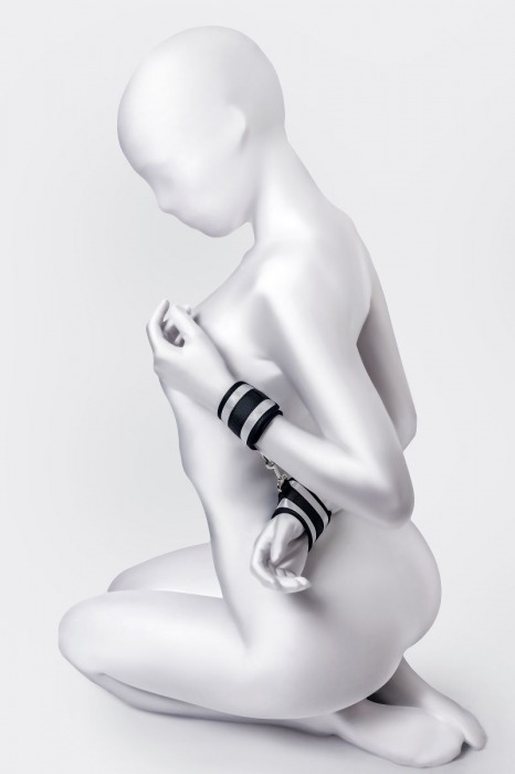 Серебристо-черные наручники Anonymo - ToyFa - купить с доставкой в Обнинске