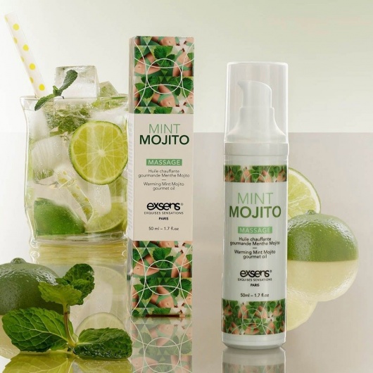 Разогревающее массажное масло с ароматом мохито Gourmet Mint Mojito - 50 мл. - Exsens - купить с доставкой в Обнинске