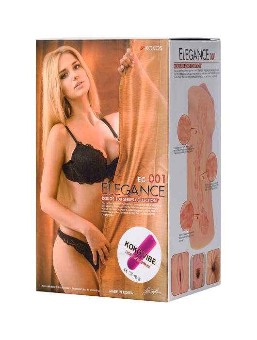 Реалистичный мастурбатор-вагина телесного цвета Elegance.001 с вибрацией - KOKOS - в Обнинске купить с доставкой