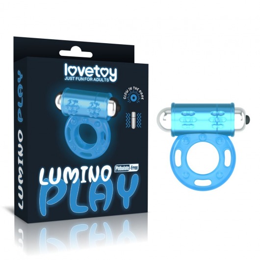 Голубое, светящееся в темноте эрекционное виброкольцо Lumino Play Vibrating Penis Ring - Lovetoy - в Обнинске купить с доставкой