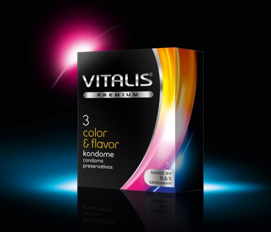 Цветные ароматизированные презервативы VITALIS PREMIUM color   flavor - 3 шт. - Vitalis - купить с доставкой в Обнинске