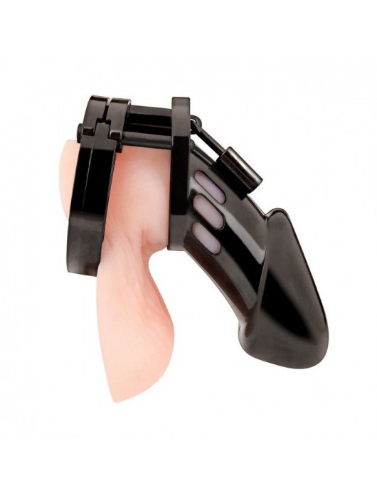 Черная акриловая клетка целомудрия для члена с замком - BlueLine - купить с доставкой в Обнинске