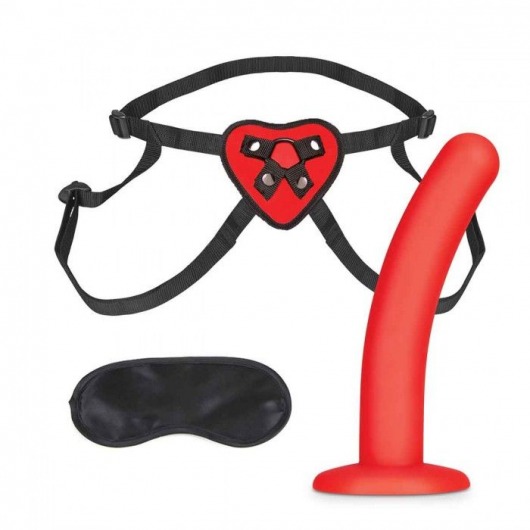 Красный поясной фаллоимитатор Red Heart Strap on Harness   5in Dildo Set - 12,25 см. - Lux Fetish - купить с доставкой в Обнинске