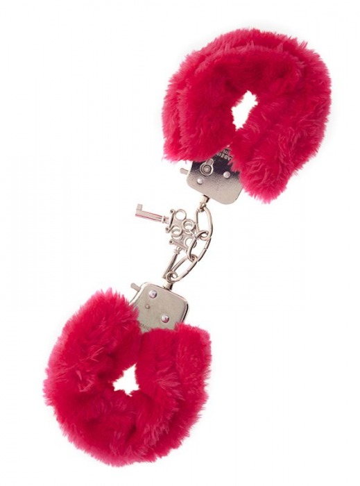 Металлические наручники с красной меховой опушкой METAL HANDCUFF WITH PLUSH RED - Dream Toys - купить с доставкой в Обнинске