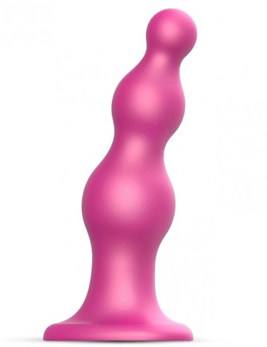 Розовая насадка Strap-On-Me Dildo Plug Beads size S - Strap-on-me - купить с доставкой в Обнинске