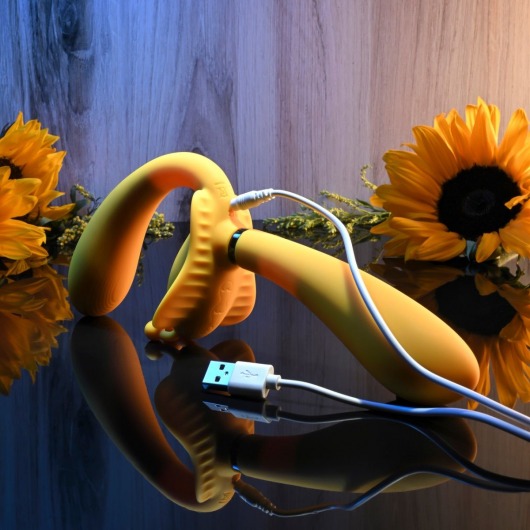 Желтый безремневой вибрострапон The Monarch - 23 см. - Evolved - купить с доставкой в Обнинске